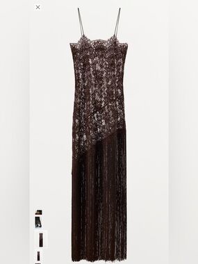 Zara Dark Brown Lace Camisole Dress